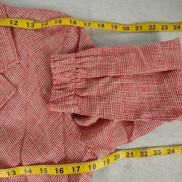 Doncaster Women's Red, White, Houndstooth, Linen Blend, Cropped Jacket Size 4 - Picture 9 of 13